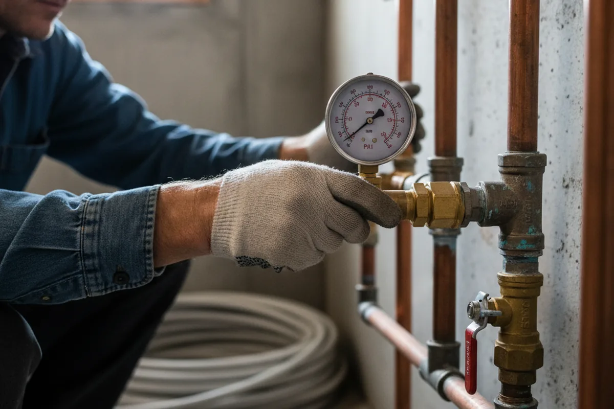 Pressure testing a repaired line during Water Line Repair in Underwood